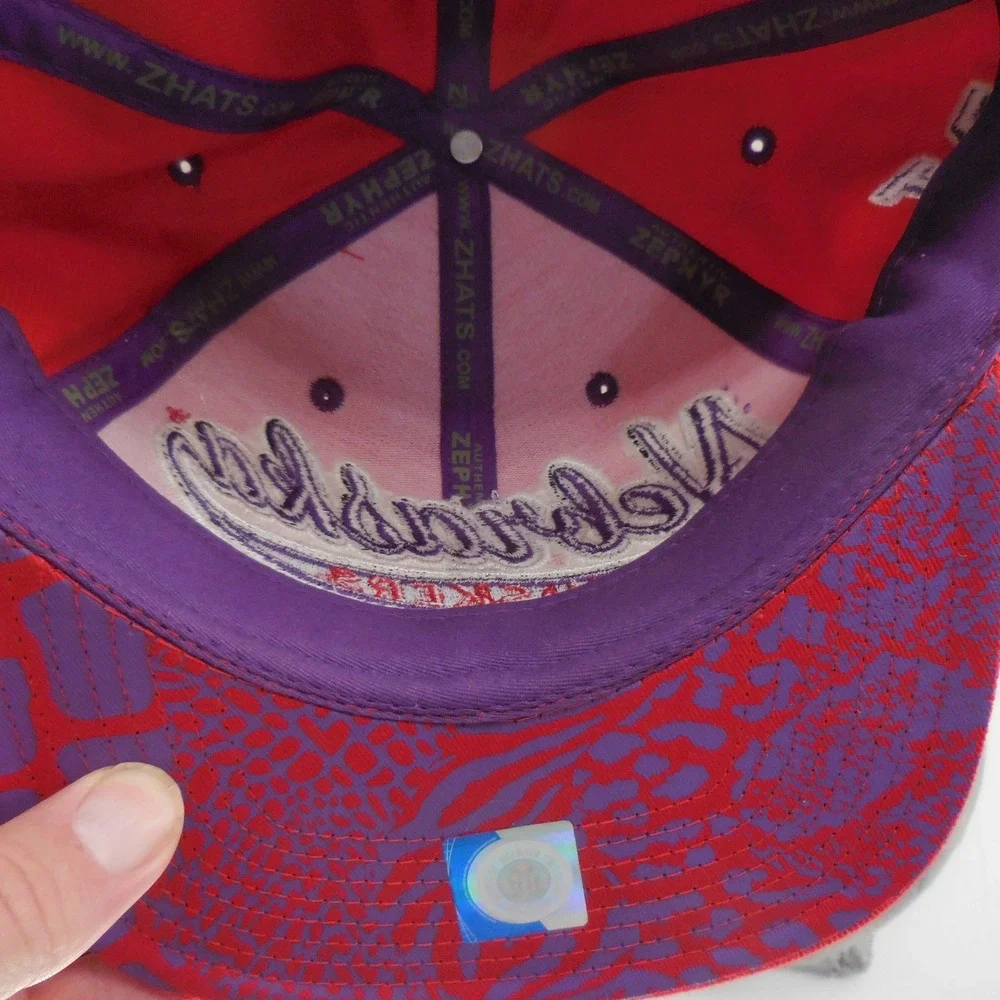 Zephyr Nebraska Huskers Snapback Hat Red‎ Purple Script Logo Flat Brim Cap Mens